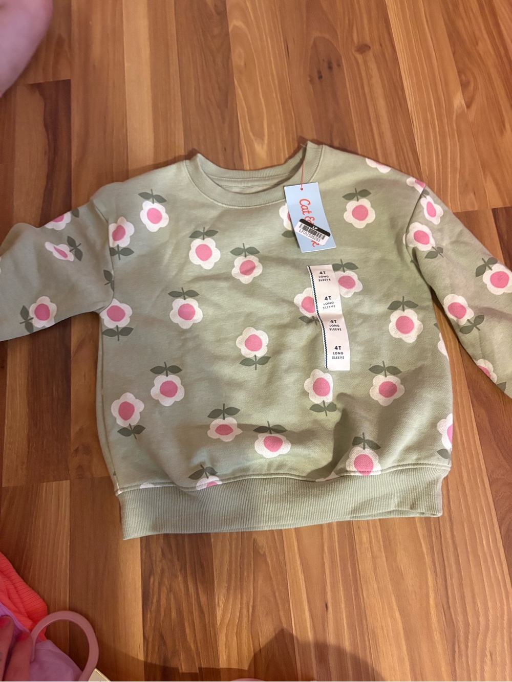 Cat & Jack Olive Green Floral Crewneck Sweatshirt
